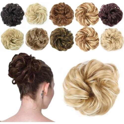 Hair Bun Extensions Messy Curly Hair Scrunchies Chignon Fake Hairpieces Synthetic Donut Updo Hair Pieces for Women