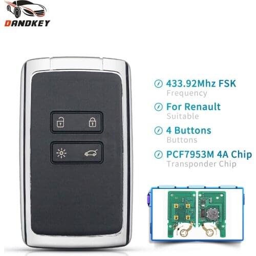 Dandkey Smart Remote Key 434mhz Hitag AES 4A Chip PCF7953M For Renault Megane 4 Talisman Kadjar Espace 5 Keyless Go Entry Key