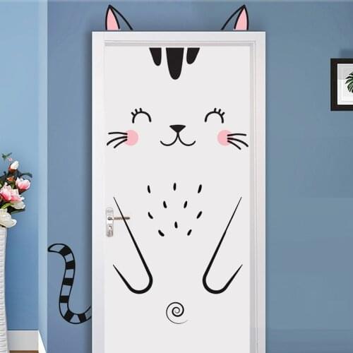 Modern Geometric Door Sticker Self Adhesive Vinyl Retro Stair Pattern Wall Sticker Waterproof Natural Scenery Home Decor Decal