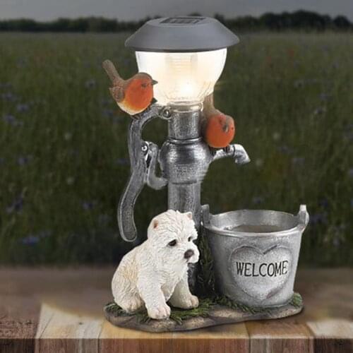 Animal Light Cat Climbing Lawn Lamp Solar Garden Squirrel Statue Ornament Cat Dog Rabbit Creativity Resin Decoration