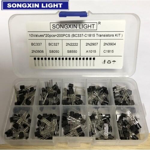 BC337 BC327 2N2222 2N2907 2N3904 2N3906 S8050 S8550 A1015 C1815 10Values*20pcs=200/set Transistors Box Pack Transistor kit TO-92