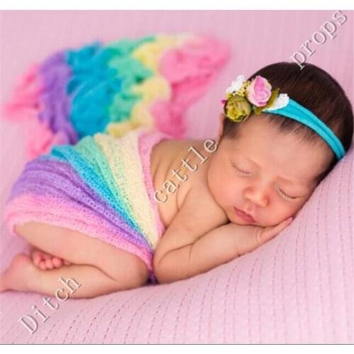 140*40cm) Rainbow Stretch Knit Wrap Newborn Photography Wraps Nubble Wraps Rayon Wraps Maternity Scarf Women Shawl