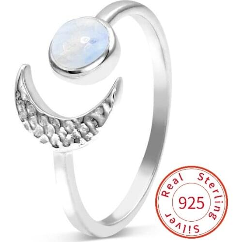 Creative Moonstone Adjustable Rings for Women Fine Jewelry Fine Luxury Jewelry Zircon Ring Wedding Anniversary Birthday Gift