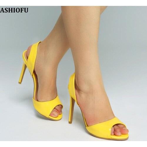 ASHIOFU New Simple Handmade Ladies Sandals Two-pieces Slingback Party Prom Summer Shoes Fashion Evening Office Sandals Shoes