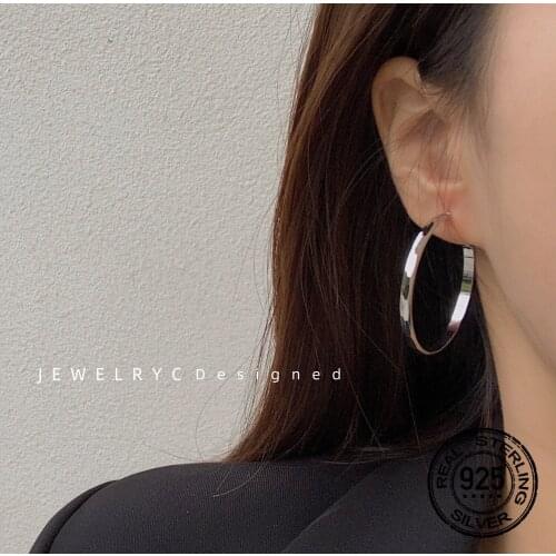S925 Silver Needle Big Hoop Earrings For Women Simple New Hot Sale Female Korean Fashion Personality Temperament Jewelry INEFFA