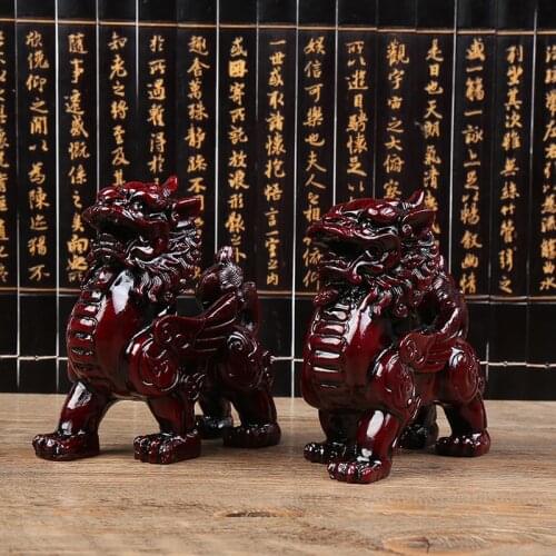 11.5 Cm Tall Wealthy Mink Feng Shui Furnishings A Pair of Office Tables, Home Decoration Resin Crafts Gifts Home Decoration