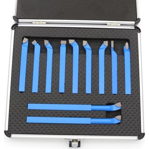 11PCS Carbide Lathe Tool Bit 8mm Metal Tip Tipped Cutter Set For CNC Tools Welding Turning Tool Holder
