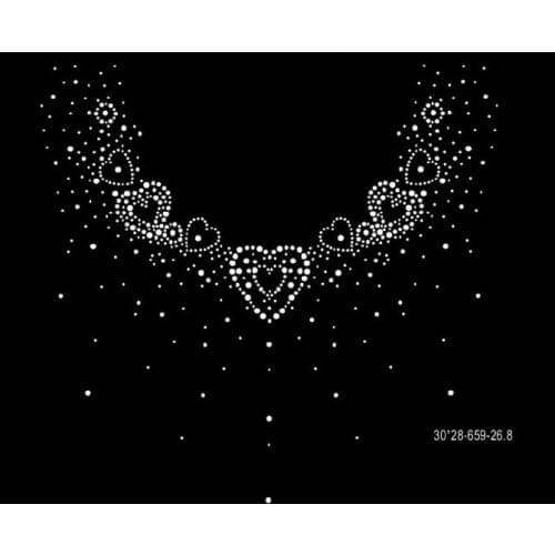 2pc/lot heart sweater neckline transfers design iron on transfer patches hot fix rhinestone transfer motifs fixing rhinestones