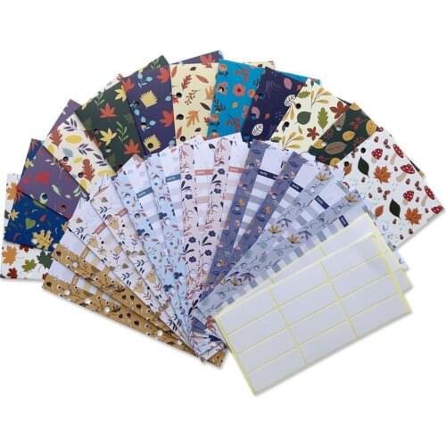 24 Pieces Budget Envelopes and Expense Budget Sheets A6 Binder Pockets 6 Holes Stylish Reusable for Cash Envelope System