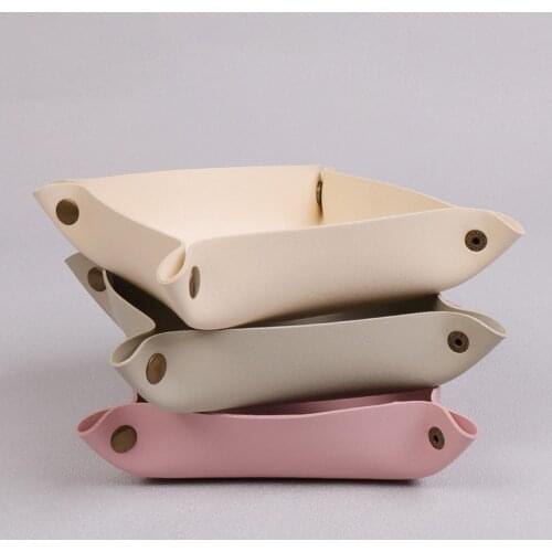 25cm Home Foldable Storage Trays Decorative Dice for Keys Wallet Coins PU Leather Trays Board Games Desktop Storage Box