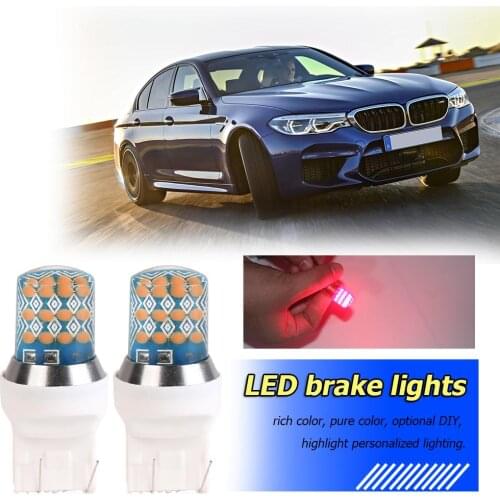 2x Strobe Flashing T20 3157 7443 LED Car Bulbs for Brake Light Turn Signal Lamp Pure Rich Color DIY at Will Individualization