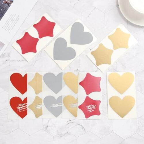 50 PCs Love Pentagram Shape Scratch Card Sticker DIY Scratch Coating Stickers Postcard Wedding Gifts Card Multi-use Labels