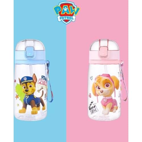 Genuine Paw Patrol Tritan Kids Cartoon Animal Cups with Straw Children Girl Boy School Drinking with Shoulder Strap Water Bottle