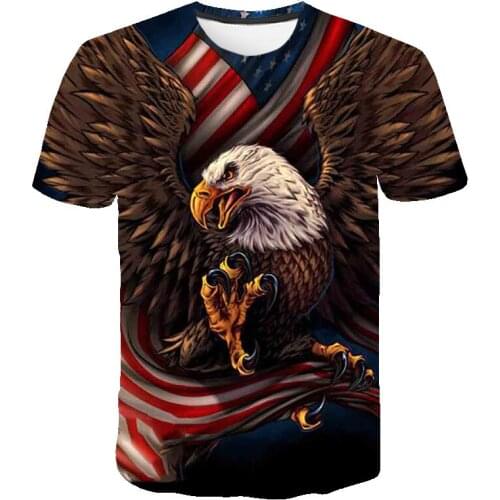 Bald Eagle Graphic t shirts For Men 3D Print Round-Neck Fashion Casual Animal Bird Pattern Boy And Girl Short-Sleeve T-shirt Top