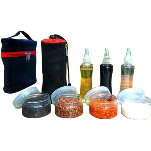 Condiment Containers For BBQ Sause Container Plastic Spice Jar Outdoor Camp Spice Bottles Set With Organize Carry Storage Bag