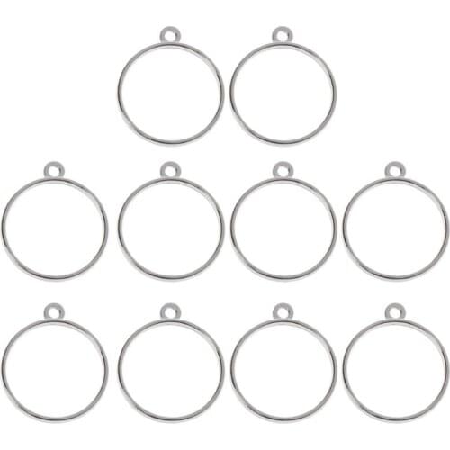 10Pcs Round Pendant Press Flower DIY UV Resin Blank Frame Bezel Jewelry Making Dropshipping