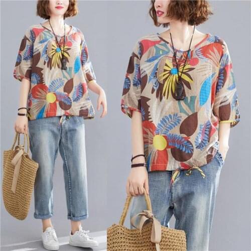 2021 Summer New Arrivals Plus Size Loose Thin Literary Simple V-neck Casual Cotton All-match Women T-shirt Tide Free Shipping