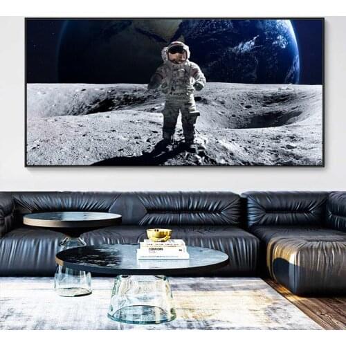 Moon Space Orbits Earth Posters and Prints solar system Astronaut Satellite Canvas Painting Wall Pictures for Living Room Art