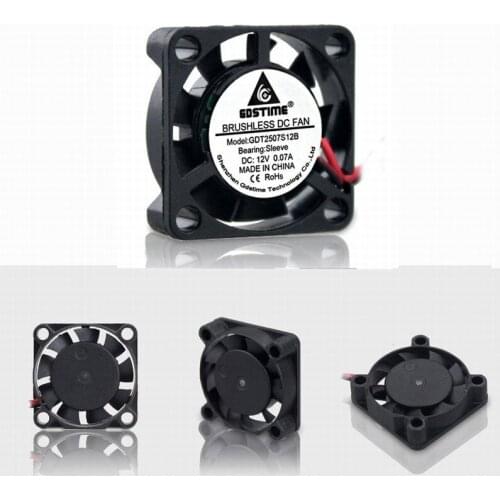 Gdstime 20 pcs Mini Cooler 12V 2 Pin 25x25mm Silent Motor Radiator 25mm x 7mm DC Brushless Laptop Cooling Fan 2507