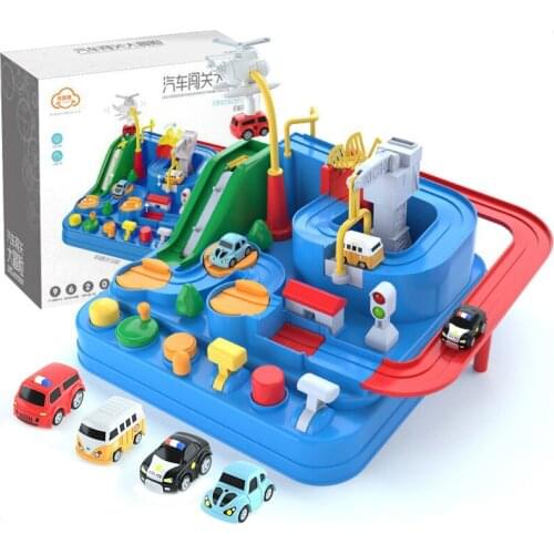 Racing Track Model Children Educational Toys Table Adventure Games Mechanical Interactive Manual Car Plastic Track Train Toys