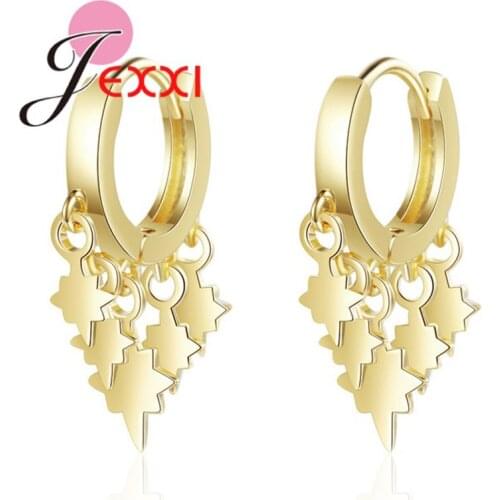 New Statement 925 Sterling Silver Drop Earrings For Women Gold Color Star Earrings Girl Gift Ear Bone Female Cartilage Jewelry
