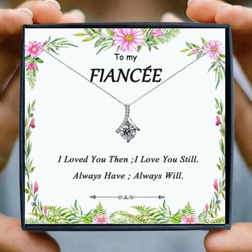 Valentines Day Gift to Flancee Wife Necklaces Crystal Chain Necklaces for Women Crystal Love Husband Collares Bijoux Birthday