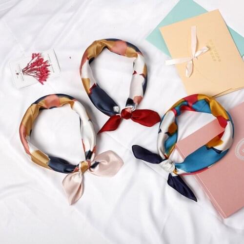 2020 70x70 Ring Print Multipurpose women Silk twill scarf Satin square tie Hairband ladies foulard femme towel bufanda shawl