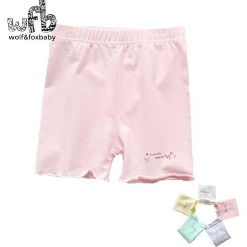 Retail 3-10 years children summer cotton girl printed wooden ear safety three pants