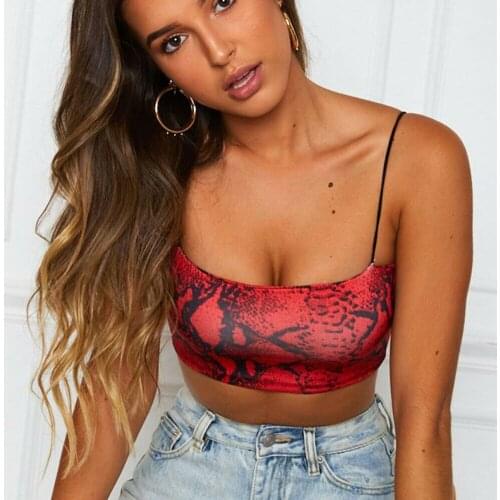 Sexy Womens Ladies Vest Bodycon Snakeskin pattern Camisole Sleeveless Crop Top Wrap Bralet Tops