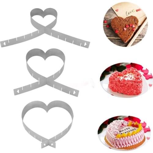 Heart Shape Baking Mould Adjustable Stainless Steel Mousse Dessert Cake Mold Kitchen Baking Tool Stencil Decorating Mould Tool