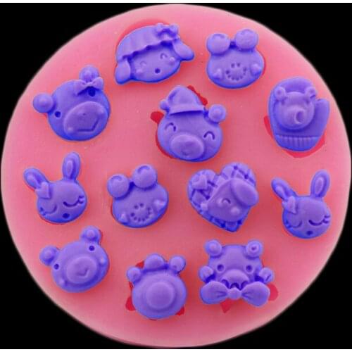 Animal Series Silicone 3d Mold Kitchenware Tableware Non-stick Cake Decoration Baked Pork Rabbit Bear Shape Silicone Mold