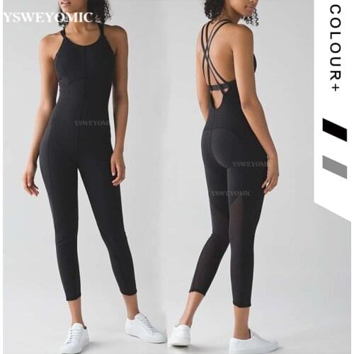 Tight-fitting Breathable Mesh One-piece Running Sports High Elastic Sport Suit Salsa Dance Jumpsuit For Women