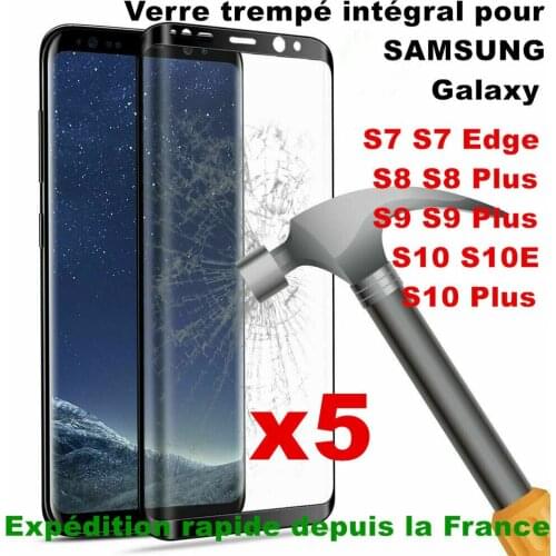 Vitre Verre Trempe For samsung S7/s8/s9/plus/s10 E Film Incurve Full Intégral