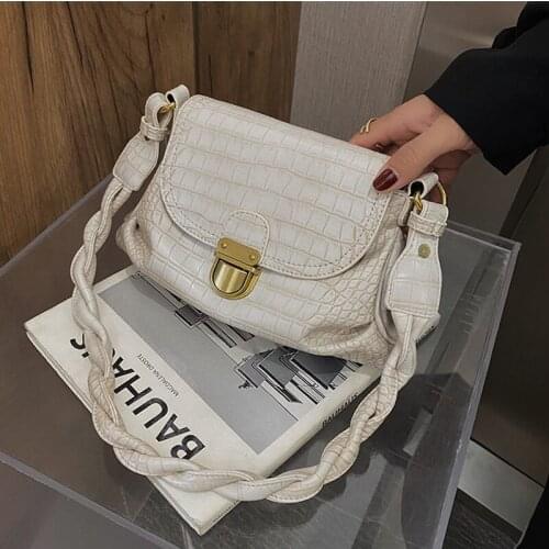 Crocodile Pattern Vintage Small Crossbody Bags for Women 2020 Winter Shoulder Bag Womens Luxury Trend Branded Hand Bag