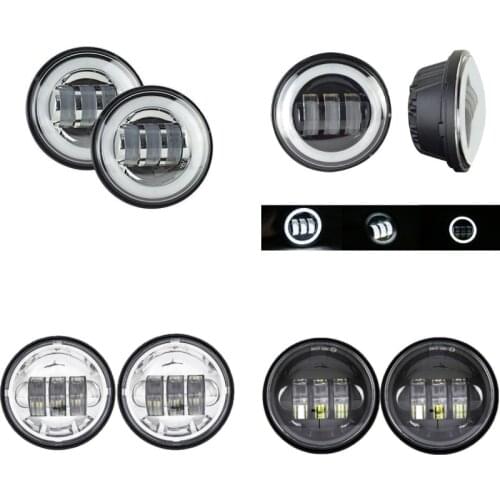 1 Pair 4.5" 4 1/2 inch Motorcycle Chrome Black LED Fog Passing Auxiliary Light for Classic FLHR Road King 4.5Inch LED Fog Light