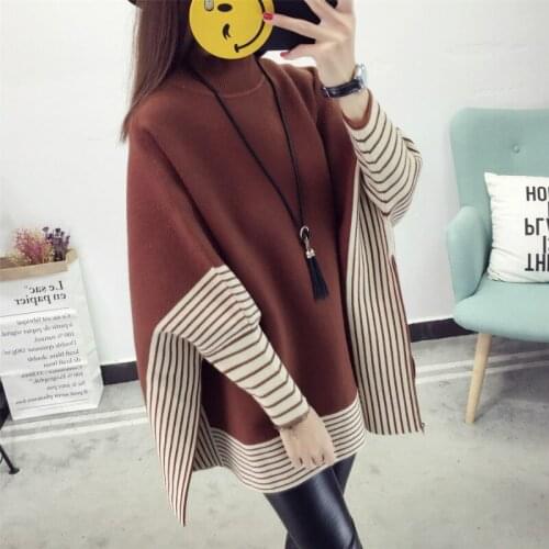 Winter Knitted Sweater Women Batwing Sleeve Loose Pullover Female Soft Warm Autumn Casual Jumper Turtleneck Coat Women