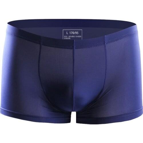 New Summer Ice Silk Solid Thin Soft Male Underwear Sexy Transparent Mens Boxers Breathable Quick Drying Seamless Man Underpants