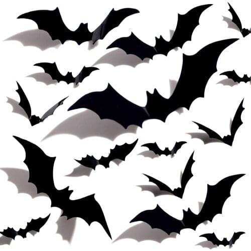 Halloween Decoration 3D Black PVC Bat Halloween Party Scary DIY Decos Props Wall Sticker for Home Window Decor Party Supplies