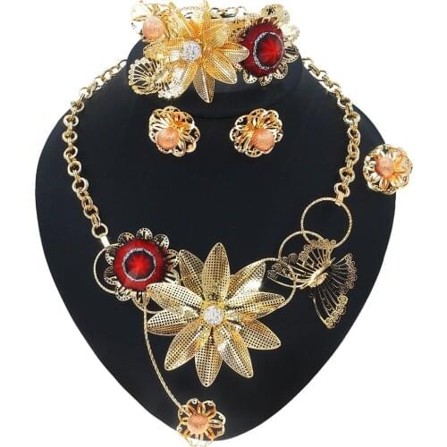 Yulaili 2021 New High-Quality Large Flower Graphic Jewelry Set and Pakistani Bride Wedding Dinner Wear Jewelry Sets Series Gift