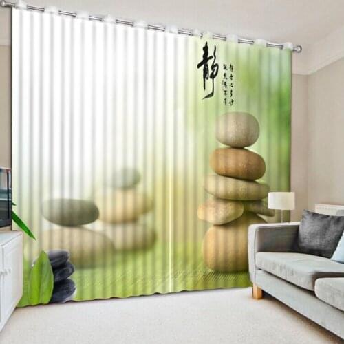 Bamboo stone curtains Window Blackout Luxury 3D Curtains set For Bed room Living room Office Hotel Home Wall Decorative Drape