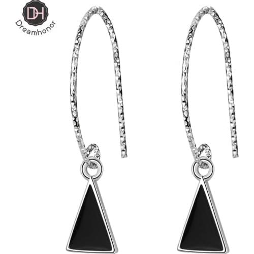 Dreamhonor Elegant 925 Sterling Silver Geometric Triangle Drop Earrings For Women Fashion Jewelry
