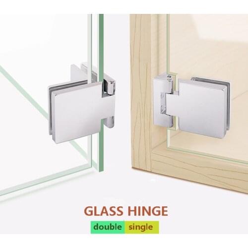1pcs Glass Door Hinge Easy Install Glass Clamp Zinc Alloy Hinge Single Double Side Shower Door Home Bathroom Furniture Hardware