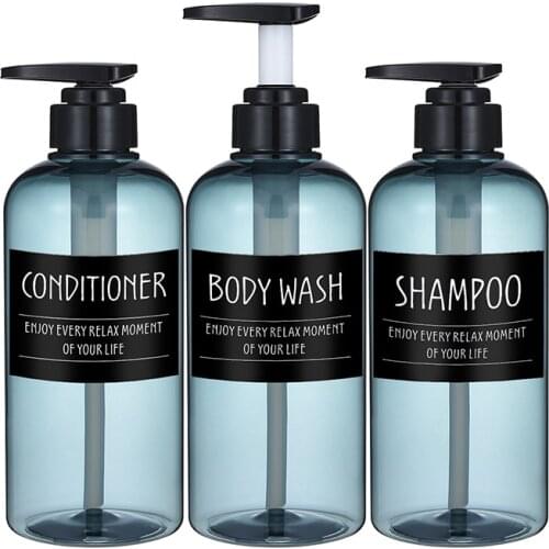 3Pcs Shower Shampoo Refillable Dispenser Bottles Reusable Shampoo Conditioner Body Wash Bottlers Set for Hotel Guest Room