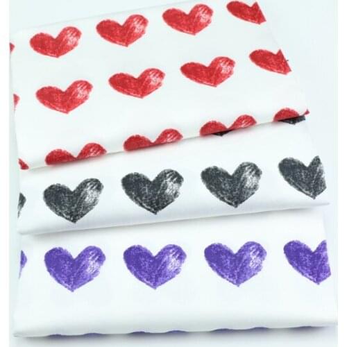 50*160CM Doodle Hearts Cartoon Cotton Fabric Kids Dress Sewing Materials For Home Textile Quilting Bedding Pillowcases Handmade