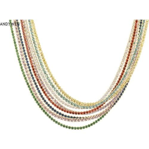 ANDYWEN 925 Sterling Silver Full Zircon Charm Long Chain Choker Necklace 2021 Rock Punk Fashion Fine Jewelry Gift Wedding Party