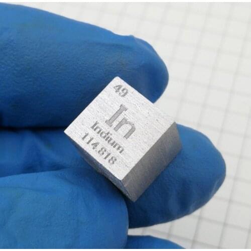 Free shipping Indium In Periodic Table Cube 99.995% Pure Length 10mm Weight 7.3g