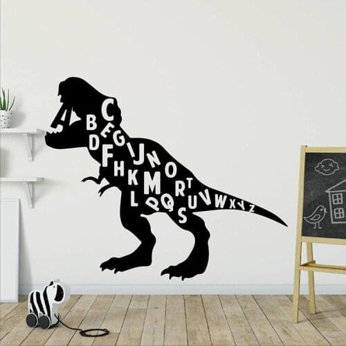 Large Alphabet Dinosaur T-Rex Animal Wall Sticker Dorm Room Classroom Jurassic Park Dinosaur Wall Decal Vinyl Decor Boy Room