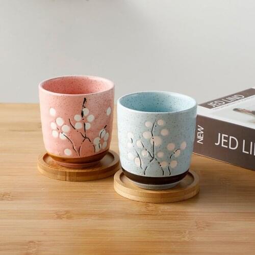 Flowerpot Ceramic flowerpot with bamboo wood support Beautiful Practical Chinese style Hot Sell