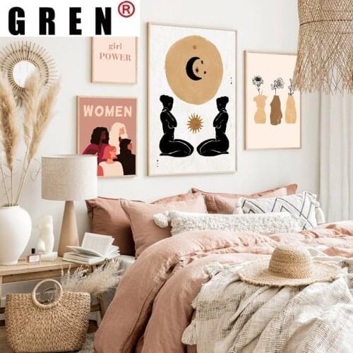 GREN Abstract Woman Girl Power Canvas Painting Wall Art Painting Print Poster Picture Living Room Home Decoration