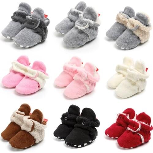 Newborn Baby Socks Shoes Fluff Winter Warm Boy Girl Patch Toddler First Walkers Cotton Comfort Soft Anti-slip Infant Crib Shoes